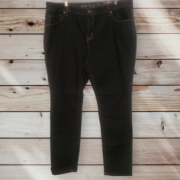 AVA & VIV - 20W R - SKINNY Power Stretch Jeans - Dark Wash - 5 Pocket - Picture 1 of 5